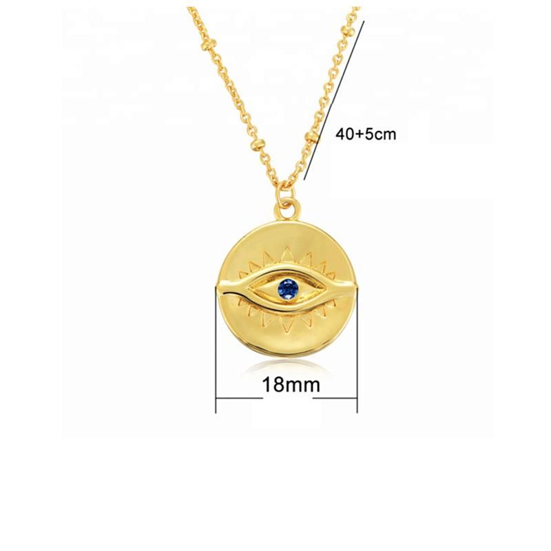 New Arrivals Gold Plated Jewelry Simple Eye Coin Pendant Necklace