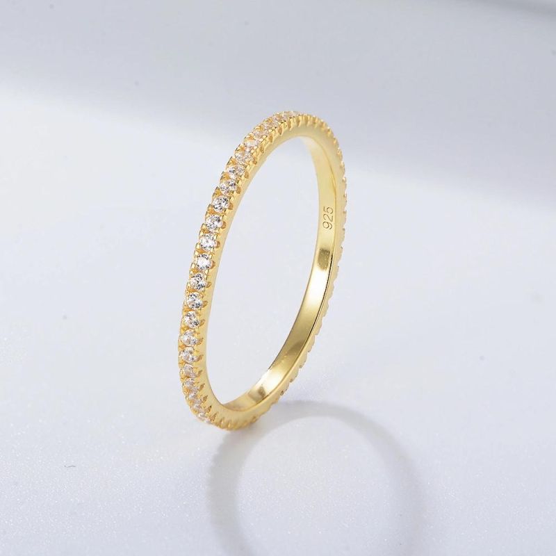 Ss925 Women Ring Jewelry Rainbow Zirconia CZ Stackable Band Ring