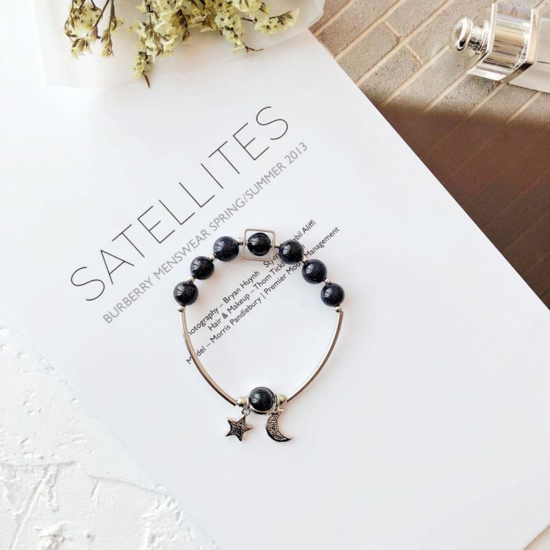 Star Blue Sandstone Transit Pearl Star Moon Bracelet