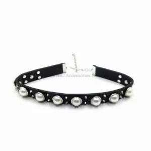 Necklace Silver Collar Pearl Chain Gothic Black Choker Jewelry
