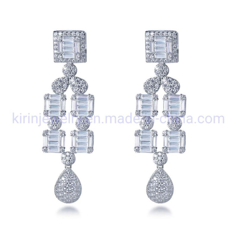 925 Sterling Silver Baguette Earrings Moissanite Earrings Wholesale Sterling Silver Moissanite Earrings