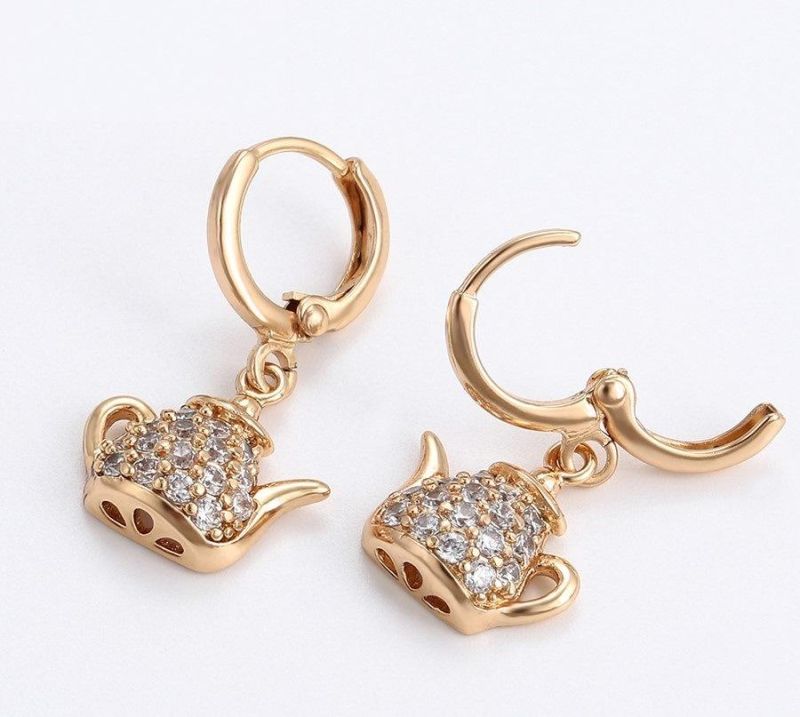 2022 Unique Design Fashion Design 18K Gold Plated Earrings with Teapot Shaped Pendant