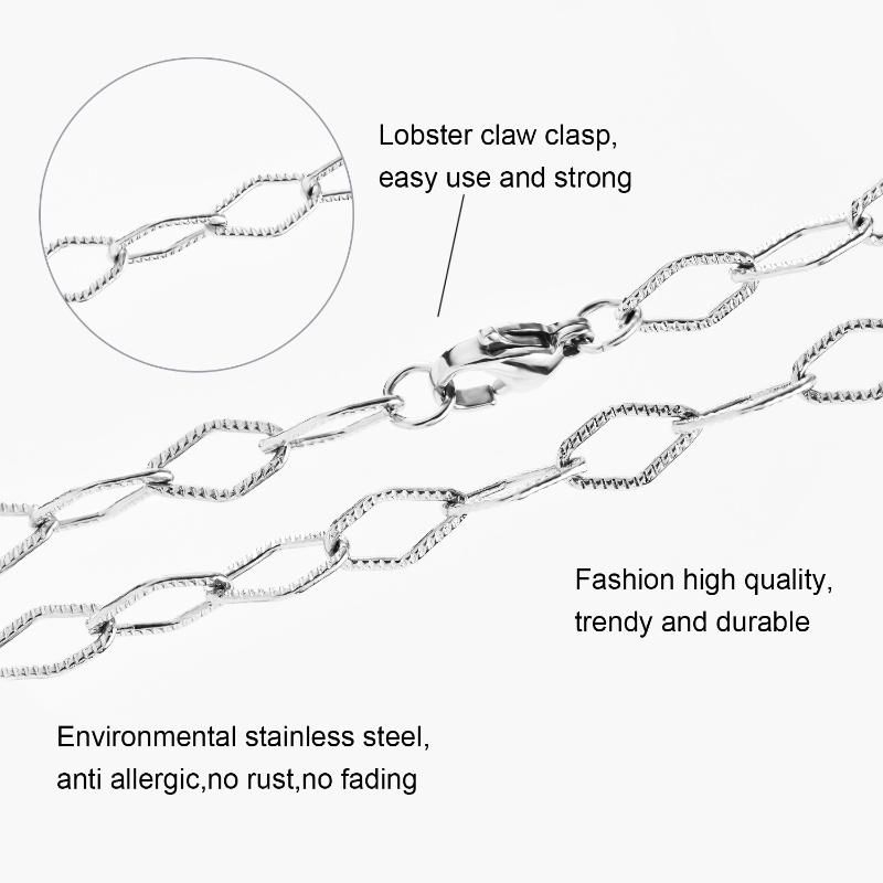 Trendy Empty Rhombic-Shaped Curb Chain Link Necklace Customized Width Jewelry Making for Men Women