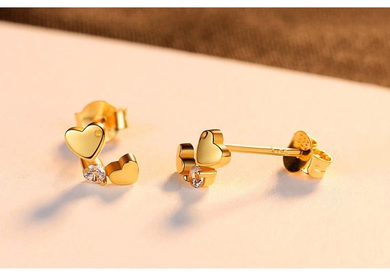 Fashion Jewelry Heart Shape Clip Earring Stud with Crystal Stones