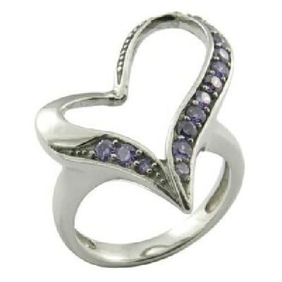 Romantic Wedding Heart Ring Gem Steel Ring