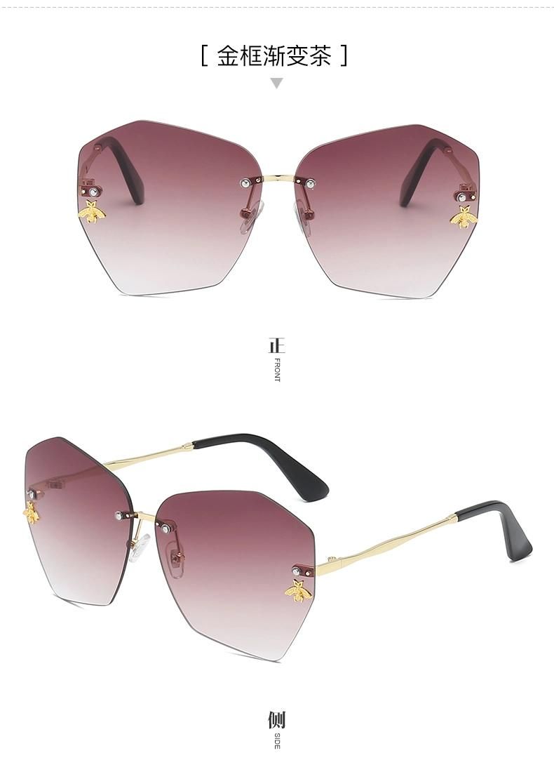 Trendy Colorful Big Square Sunglasses Women Personalized Cat Eye Sunglasses Hot Sale Street Beat Custom Wholesale Logo Sunglasses Women Rimless Fashion