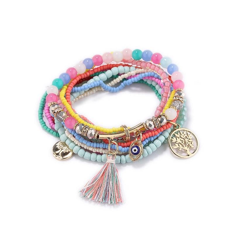 Bohemian National Style Bracelet Jewelry Colorful Rice Bead Multi-Layer Bracelet String