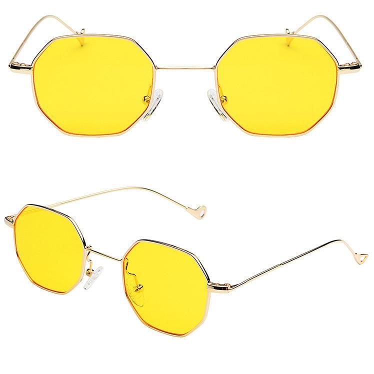 Hot Sell Men and Wome Fashion Retro Colorful Metal Frame Eyewear Small Square Octagonal UV400 Sunglasses