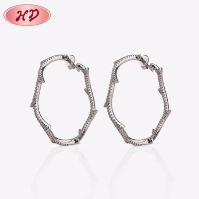 Costume Fashion Jewelry Sliver Brass Hoop Earrings