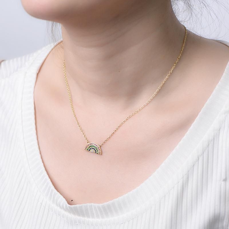 Wholesale Trendy 14K Gold Plated 925 Sterling Silver Rainbow Necklace