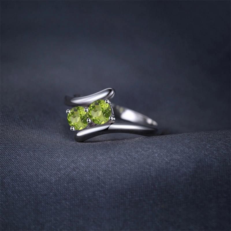 925 Sterling Silver Ring for Fashion Women Fine Jewelry with Created Gemstone Peridot
