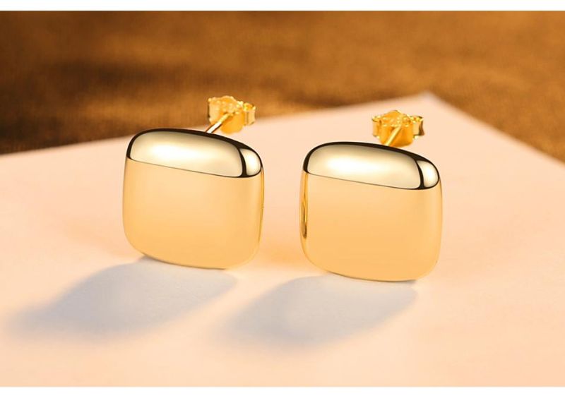 Popular Jewelry Silver Earring Smooth Square Ear Stud