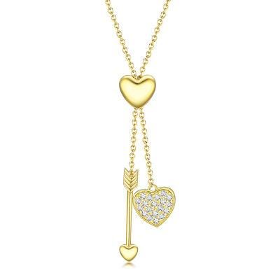 Dropshipping Pure 925 Sterling Silver Jewelry Heart Shape Pendant 18K Yellow Gold Plated Necklace 2022 Jewelry