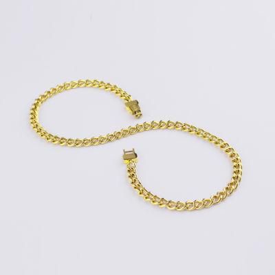European and American Fashion Men&prime; S and Women&prime; S Cuban Chain Double-Sided Gold Necklace