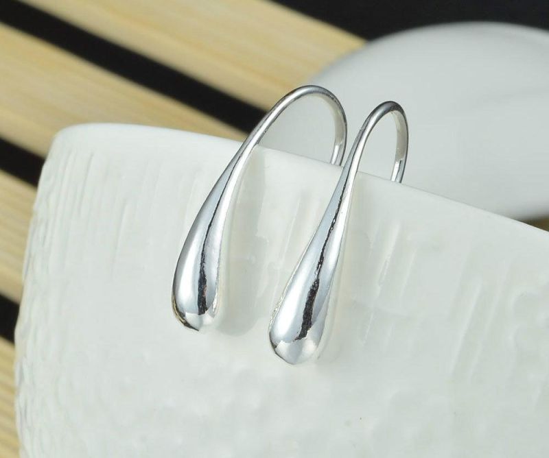 Trendy 925 Sterling Silver Plated Crystal Drop/Dangle Silver Hoop Earrings