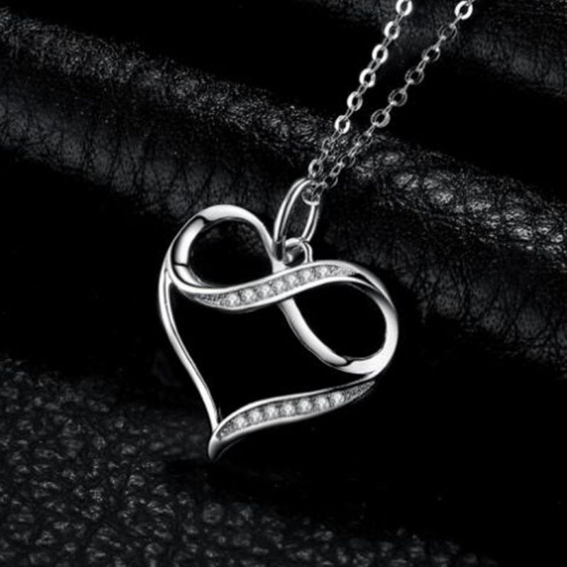 925 Sterling Silver Jewelry Love Infinity Heart Pendant Necklace Fashion Jewelry Wholesale