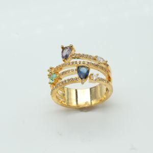 Silver Rings for Women with Gemstone or Brass/Copper with Synthetic Stone in Gold Plated