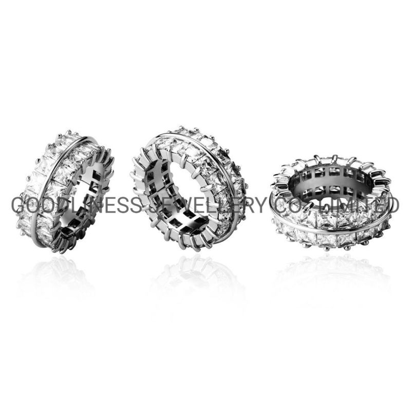 Iced out Two Row CZ Rings Hip Hop Rapper Jewelry