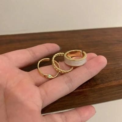 Good Quality Real Gold Plated 3 PCS Ring Set Jewelry Fashion Ring Sets for Girls