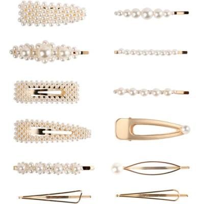 Wholesale European Style Pearl Hairpin Set and Acrylic Geometric Hairpin Acetate Hair Clip Set