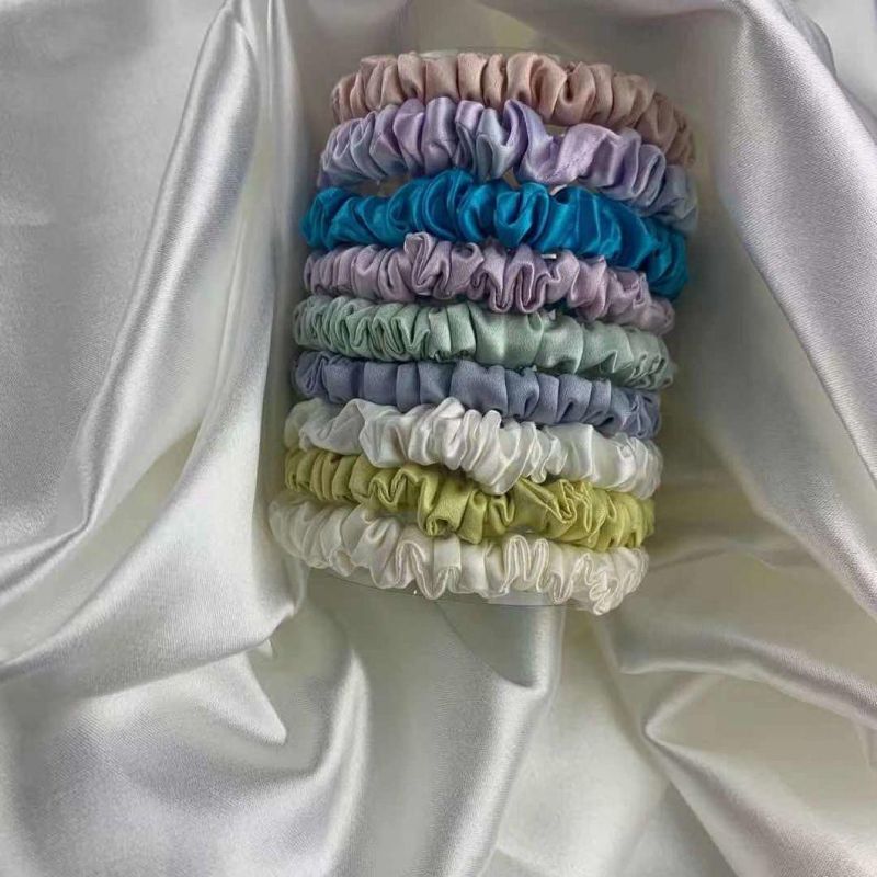 100% Mulberry Silk Solid Hair Scrunchies for Woven