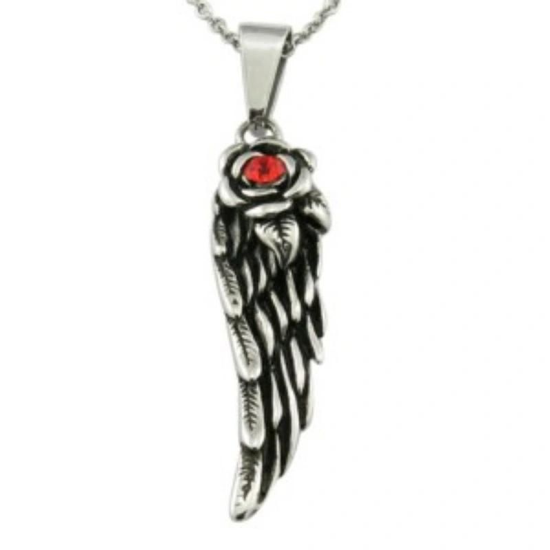 Stainless Steel Gemstone Wing Angel Pendant