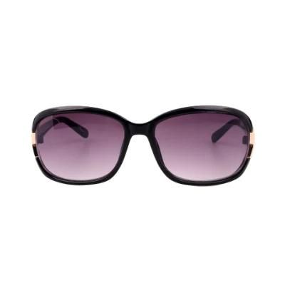 2018 Hot Selling Oval Shape Black Sunglasses with Metal Decoration