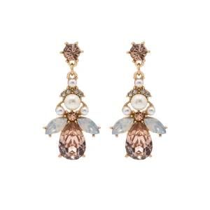 Fashion Jewelry Vintage Rose Teardrop Crystal Stone Women Stud Earrings