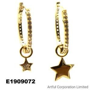 Silver/Brass Jewelry/Star Earring/in Gold Plating