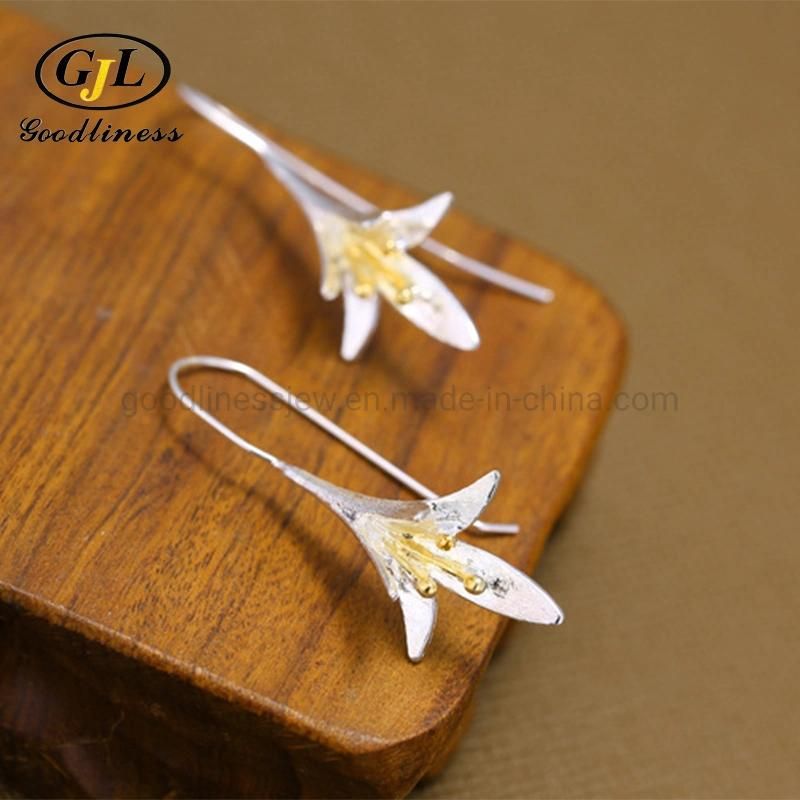 Tanishq Hanging Designer 925 Sterling Silver Flower Earrings for Women