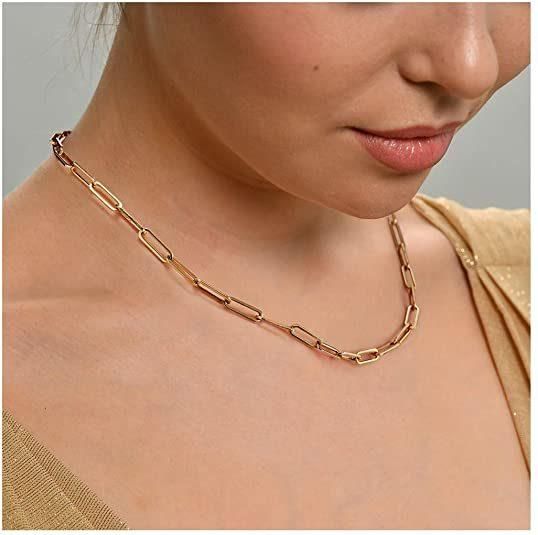 High Quality Wide Link Stainless Steel Long Flat Lady Necklace Costume Fashion Jewelry for Pendant