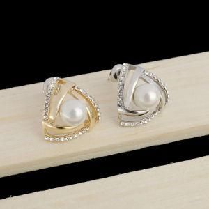 Silver Crystal Pearl Stud Earrings