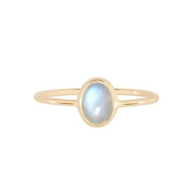 Dainty Fashion Hot Sale 2022 Jewelries 925 Sterling Silver Moonstone Gemstone 18K Plated Moonstone Ring