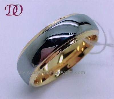 Mirrow Polished IP Gold Plated Tungsten Ring