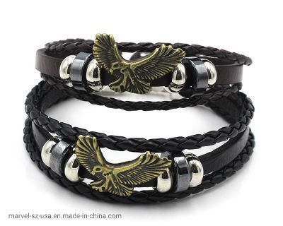 Eagle Braided Leather Rope Men Vintage Bracelet Fashion Jewelry