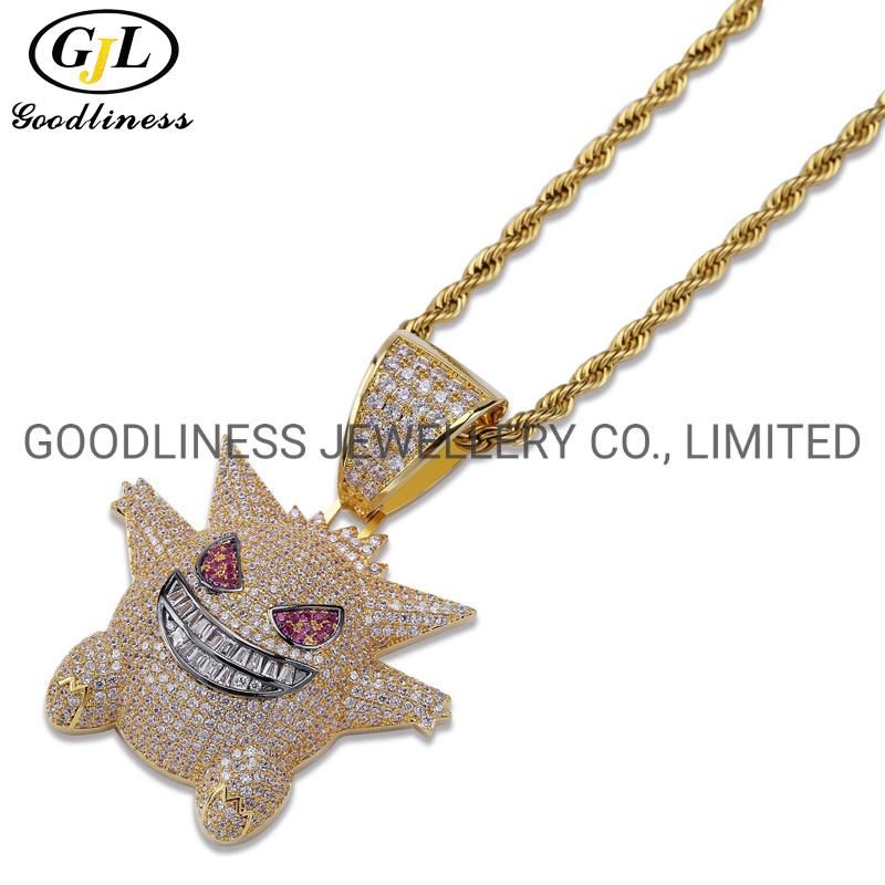 Hip Hop Iced out Gold Filled Evil Eye Pendant Necklace