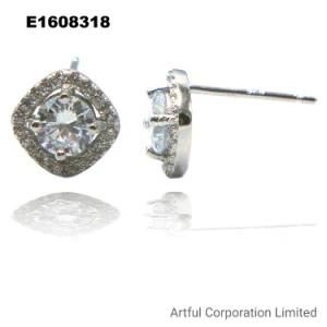 Square Shape Plated 925 Sterling Silver Stud Earring Jewelry