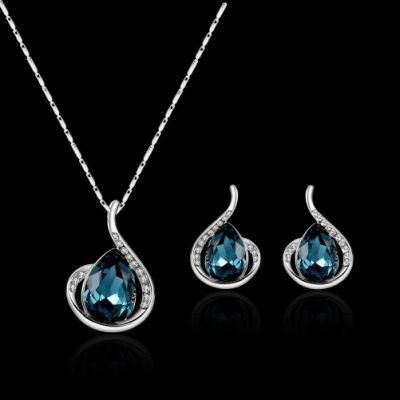 2022 Cross-Border Amazon Hot Selling Gourd Necklace and Earrings Fully-Jeweled Crystal Necklace Earrings