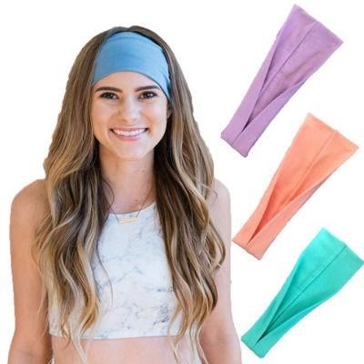 Cotton Yoga Breathable Headband Tennis Sport Folding Head Band Elastic Knit