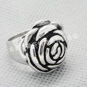 Black Oil Stainless Steel Casting Flower Ring (RZ8471)