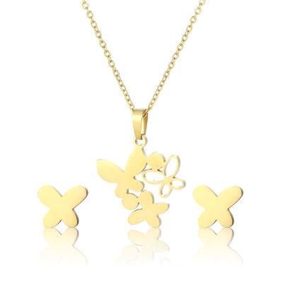 Manufacturer Custom Fashion Jewelry High Quality Non Tarnish 18K Gold Plated Stainless Steel Fashion Jewelry Set