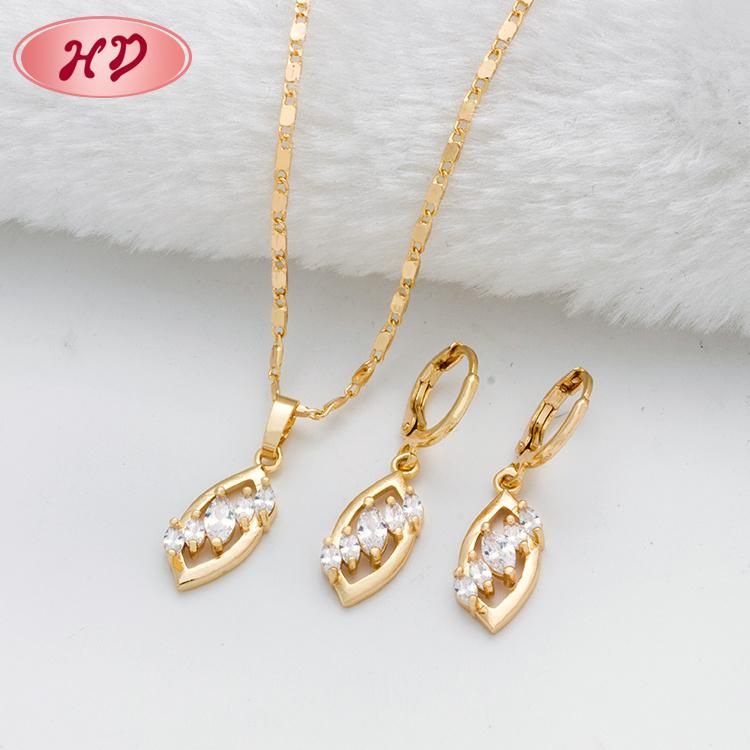 Cheap 18K Gold Plated Zircon Necklace Jewelry Set for Women