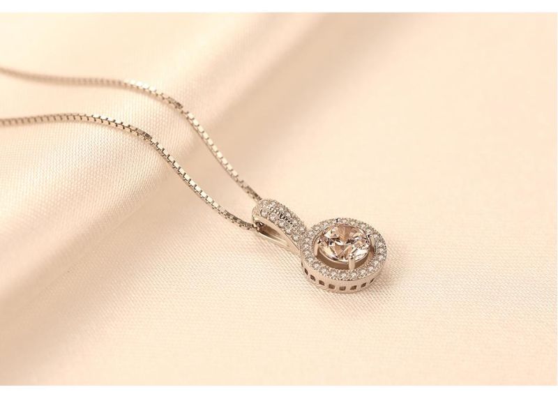 925 Sterling Silver Pendant with Round Cubic Zircon Jewelry