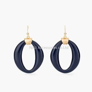 Women Classic Design Black Drip Oil Crystal Stud Earring Jewelry
