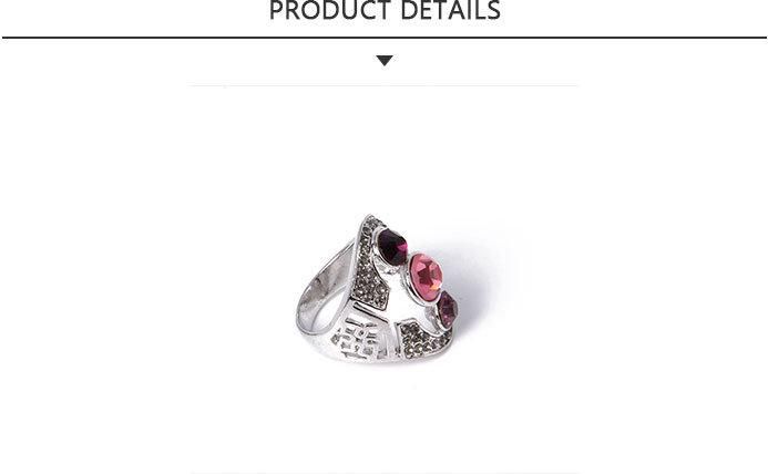 New Style Fashion Jewelry Silver Ring with Pink Rhinestone