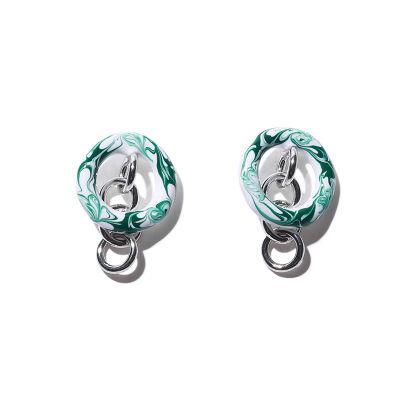 Fashion Brass Plated White Temperament Circle Earrings Jewelry