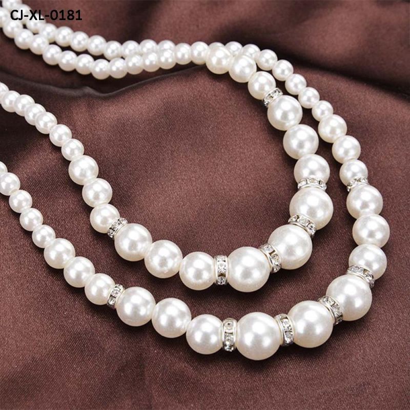 Manufacturers Wholesale Fashion Imitation Pearl Beaded Necklace Temperament Set Diamond Double Pearl Sweater Long Chain