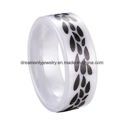 High Polished Ceramic Ring with Water Drop High Tech Ceramic Engagement Ring for Wholesale 8mm