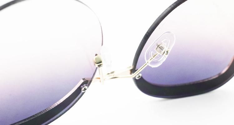 Diamond-Encrusted Round Half Frame Wholesale Sunglasses for Women