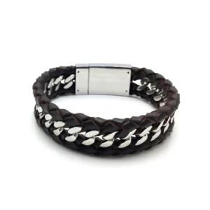 Decoration Fashion Genuine Leather Stainless Steel Bracelet Jewelry